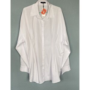 Cider Classic White Button Up Women's 4XL Office Tailored Stretch